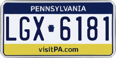 PA license plate LGX6181