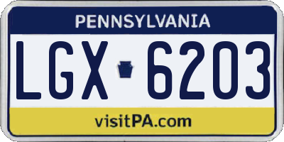 PA license plate LGX6203