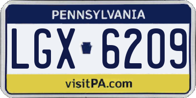 PA license plate LGX6209
