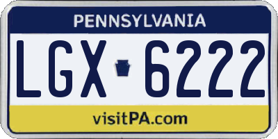 PA license plate LGX6222