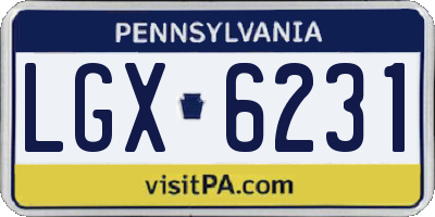 PA license plate LGX6231