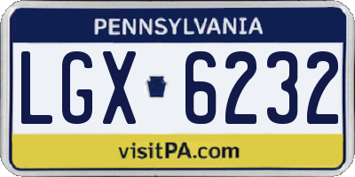 PA license plate LGX6232