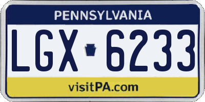 PA license plate LGX6233