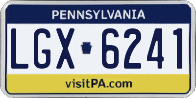 PA license plate LGX6241