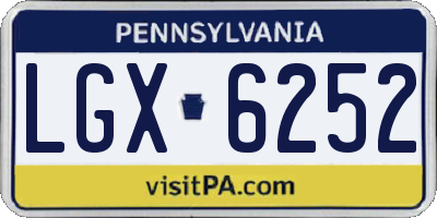 PA license plate LGX6252