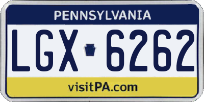 PA license plate LGX6262