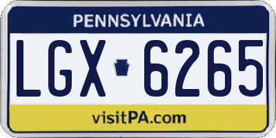 PA license plate LGX6265