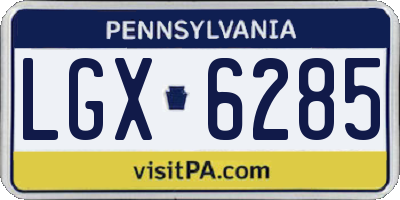 PA license plate LGX6285