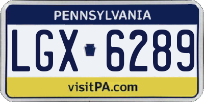 PA license plate LGX6289