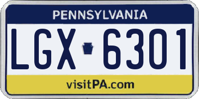 PA license plate LGX6301