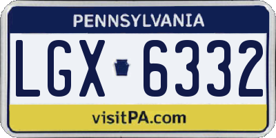 PA license plate LGX6332