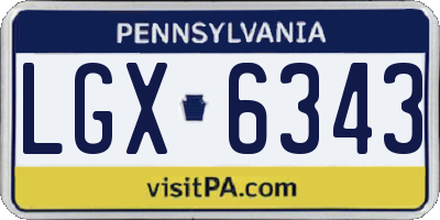 PA license plate LGX6343