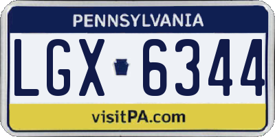PA license plate LGX6344