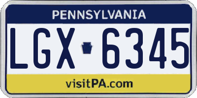 PA license plate LGX6345