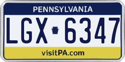 PA license plate LGX6347