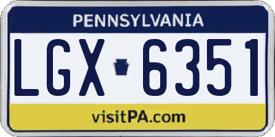 PA license plate LGX6351