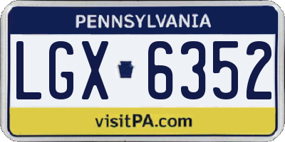 PA license plate LGX6352