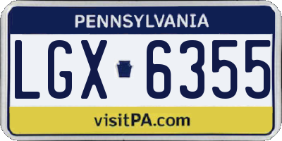 PA license plate LGX6355