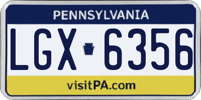 PA license plate LGX6356