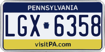 PA license plate LGX6358