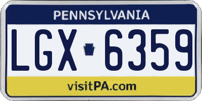 PA license plate LGX6359
