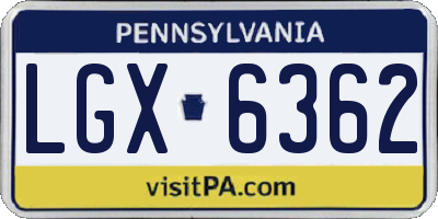 PA license plate LGX6362