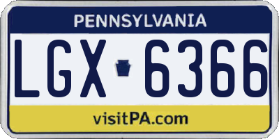 PA license plate LGX6366