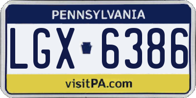PA license plate LGX6386