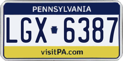 PA license plate LGX6387