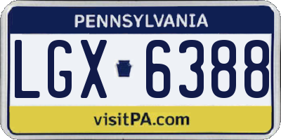 PA license plate LGX6388