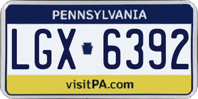 PA license plate LGX6392
