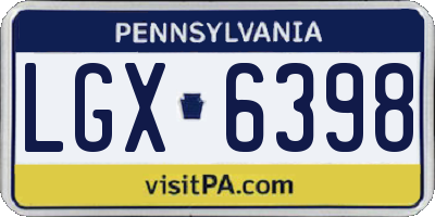 PA license plate LGX6398