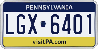 PA license plate LGX6401