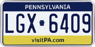 PA license plate LGX6409