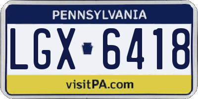 PA license plate LGX6418