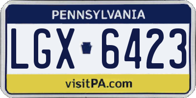 PA license plate LGX6423