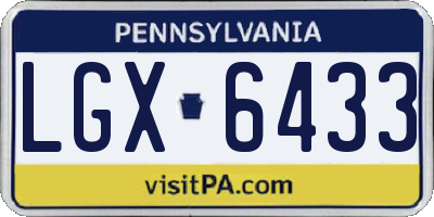 PA license plate LGX6433