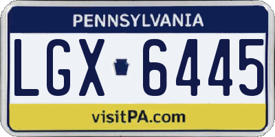 PA license plate LGX6445