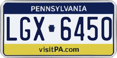PA license plate LGX6450