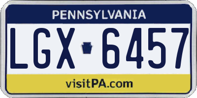 PA license plate LGX6457