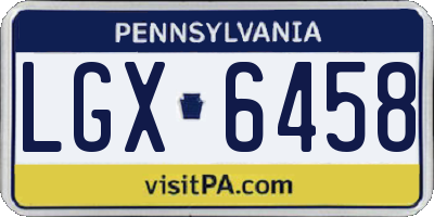PA license plate LGX6458