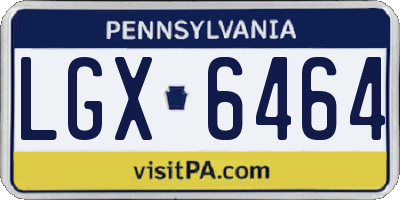 PA license plate LGX6464