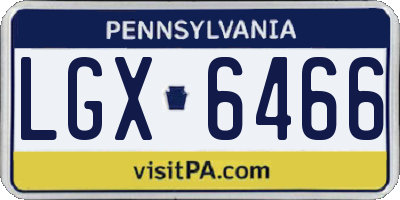 PA license plate LGX6466