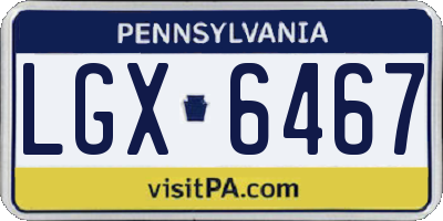 PA license plate LGX6467