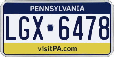 PA license plate LGX6478