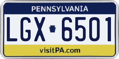 PA license plate LGX6501