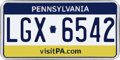 PA license plate LGX6542