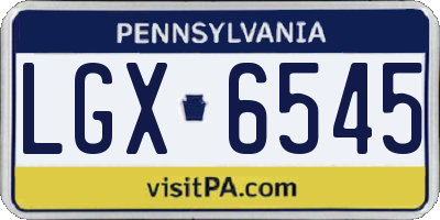 PA license plate LGX6545