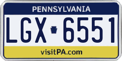 PA license plate LGX6551