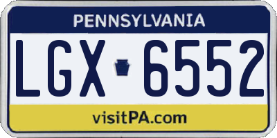 PA license plate LGX6552